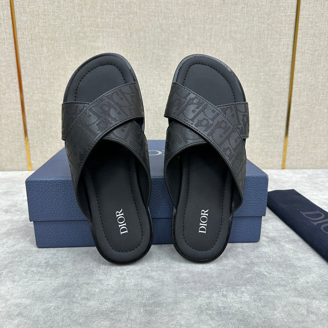 CD ALIAS SANDAL BLACK EMBOSSED CALFSKIN