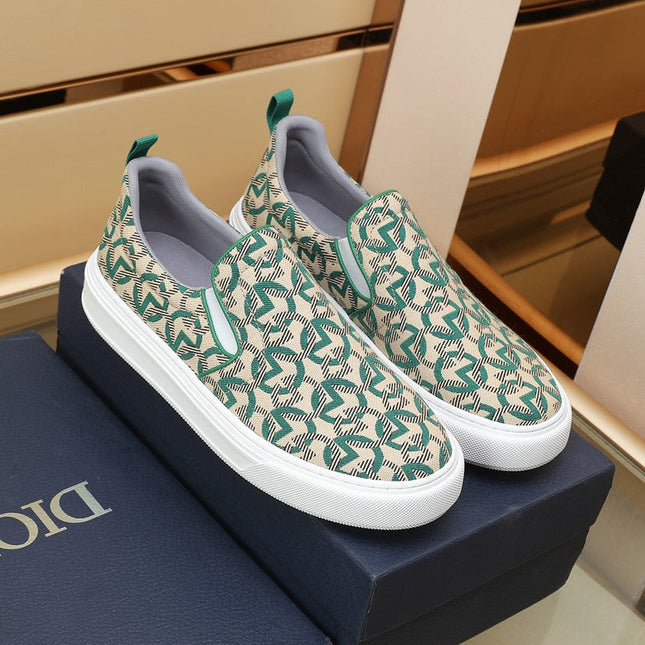 CD SOLAR SLIP-ON BEIGE MIX DARK GREEN FABRIC