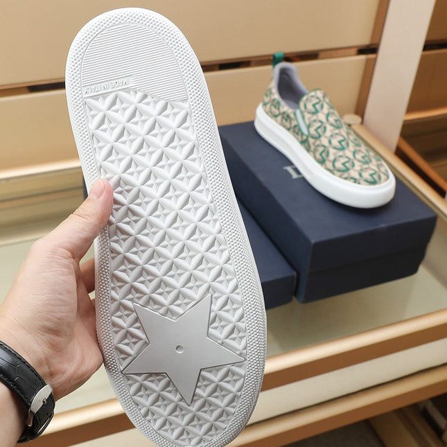 CD SOLAR SLIP-ON BEIGE MIX DARK GREEN FABRIC