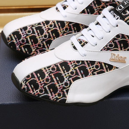 CD LINE SNEAKER WHITE CALFSKIN AND MONOGRAM BLACK FABRIC