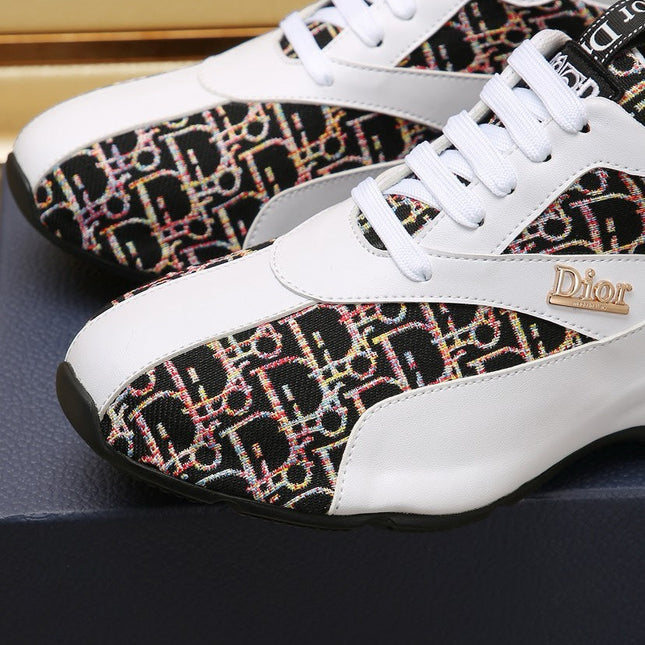 CD LINE SNEAKER WHITE CALFSKIN AND MONOGRAM BLACK FABRIC