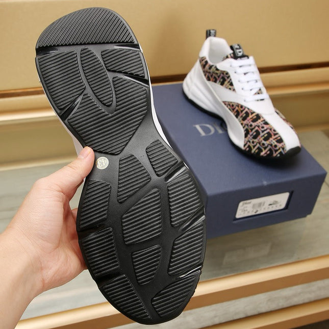 CD LINE SNEAKER WHITE CALFSKIN AND MONOGRAM BLACK FABRIC