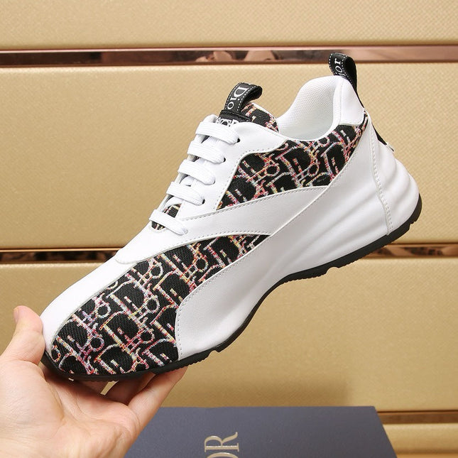 CD LINE SNEAKER WHITE CALFSKIN AND MONOGRAM BLACK FABRIC