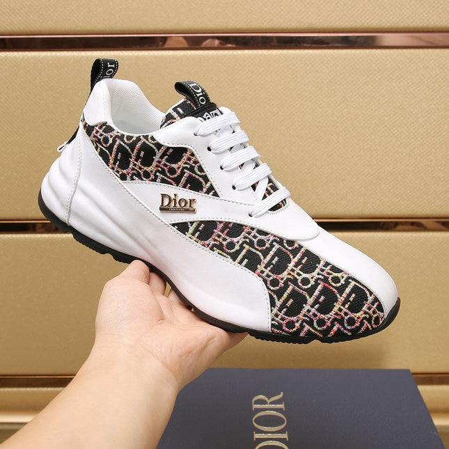 CD LINE SNEAKER WHITE CALFSKIN AND MONOGRAM BLACK FABRIC