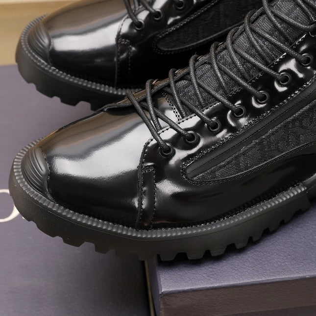 CD COMBAT ANKLE BOOT BLACK POLISHED CALFSKIN