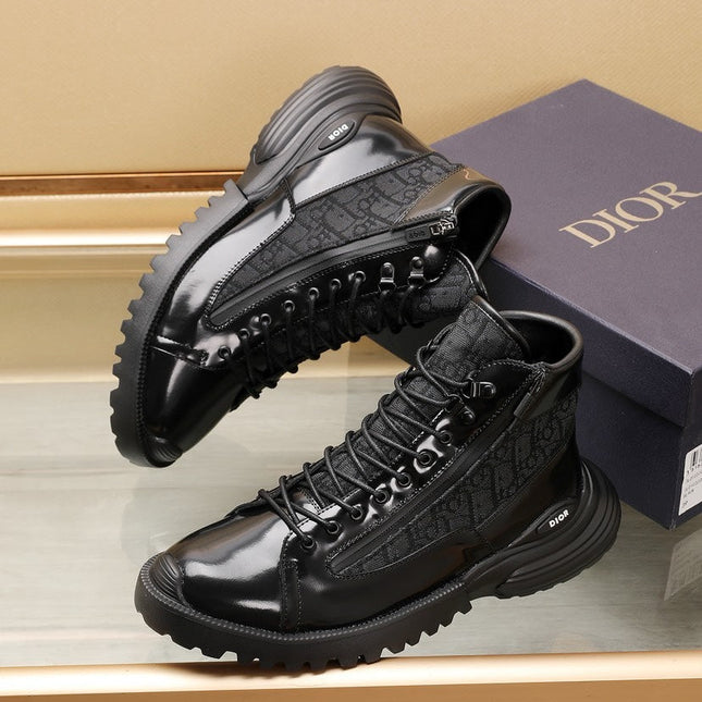 CD COMBAT ANKLE BOOT BLACK POLISHED CALFSKIN