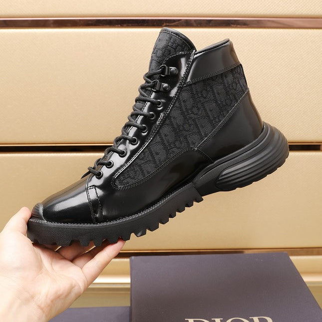 CD COMBAT ANKLE BOOT BLACK POLISHED CALFSKIN