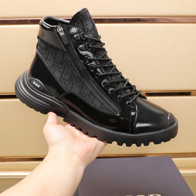 CD COMBAT ANKLE BOOT BLACK POLISHED CALFSKIN
