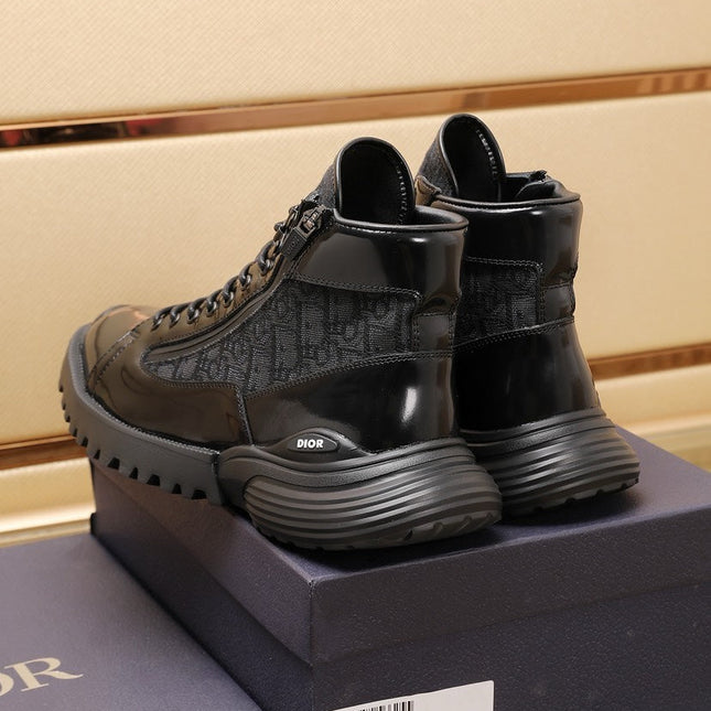 CD COMBAT ANKLE BOOT BLACK POLISHED CALFSKIN