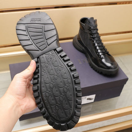 CD COMBAT ANKLE BOOT BLACK POLISHED CALFSKIN