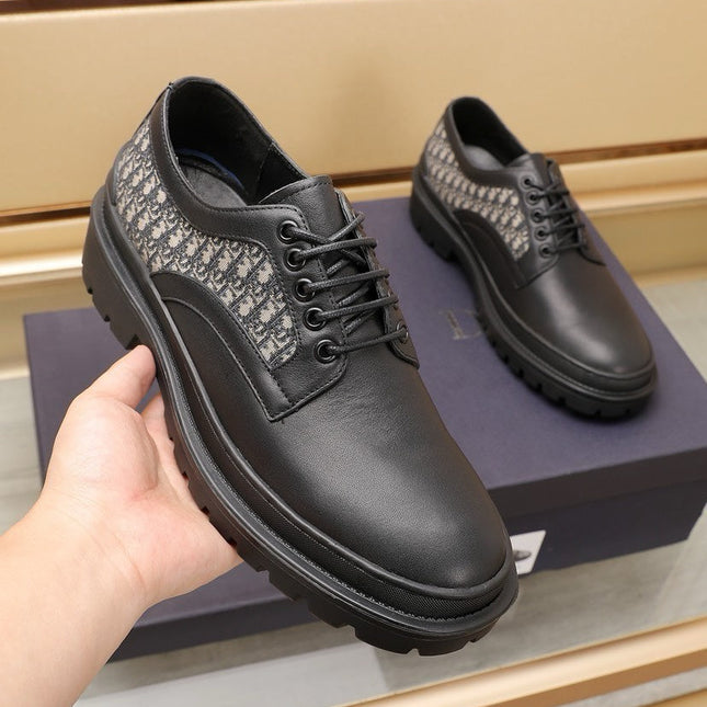 CD EXPLORER DERBY SHOE BLACK AND BEIGE CALFSKIN