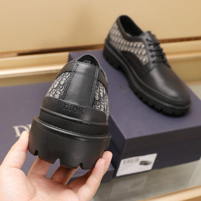 CD EXPLORER DERBY SHOE BLACK AND BEIGE CALFSKIN