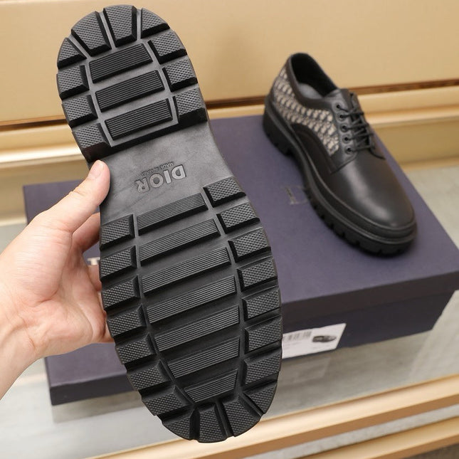 CD EXPLORER DERBY SHOE BLACK AND BEIGE CALFSKIN