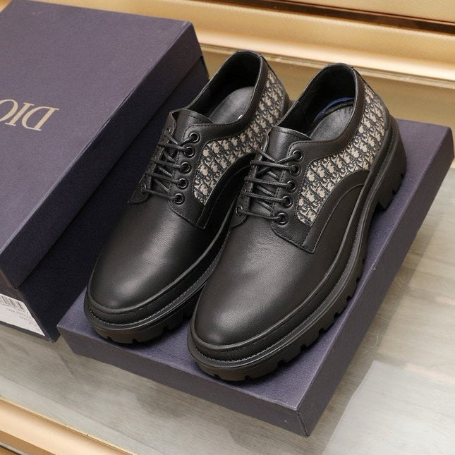 CD EXPLORER DERBY SHOE BLACK AND BEIGE CALFSKIN