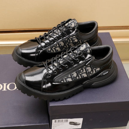 CD COMBAT DERBY SHOE BLACK AND BEIGE POLISHED CALFSKIN