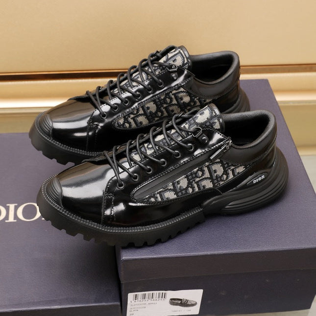 CD COMBAT DERBY SHOE BLACK AND BEIGE POLISHED CALFSKIN