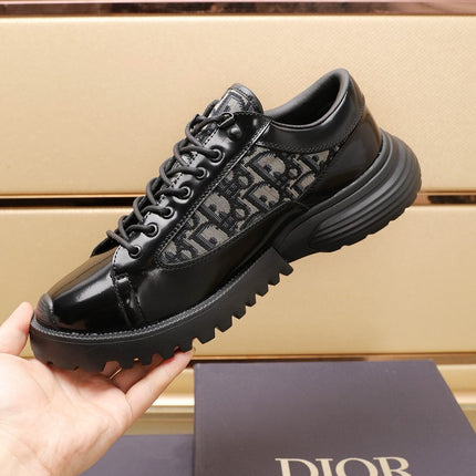 CD COMBAT DERBY SHOE BLACK AND BEIGE POLISHED CALFSKIN