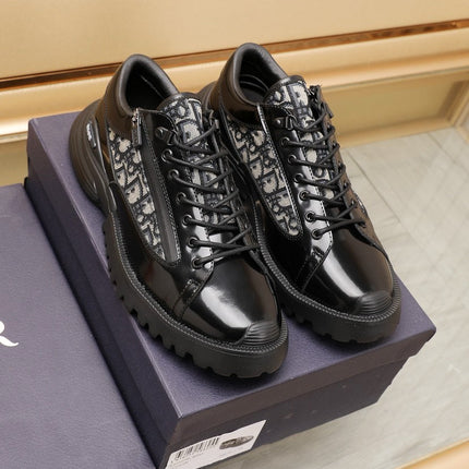CD COMBAT DERBY SHOE BLACK AND BEIGE POLISHED CALFSKIN