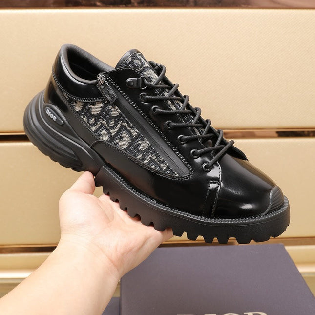 CD COMBAT DERBY SHOE BLACK AND BEIGE POLISHED CALFSKIN