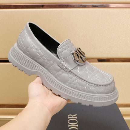 CD EXPLORER LOAFER LIGHT GRAY EMBROIDED CALFSKIN