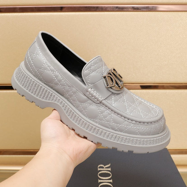 CD EXPLORER LOAFER LIGHT GRAY EMBROIDED CALFSKIN