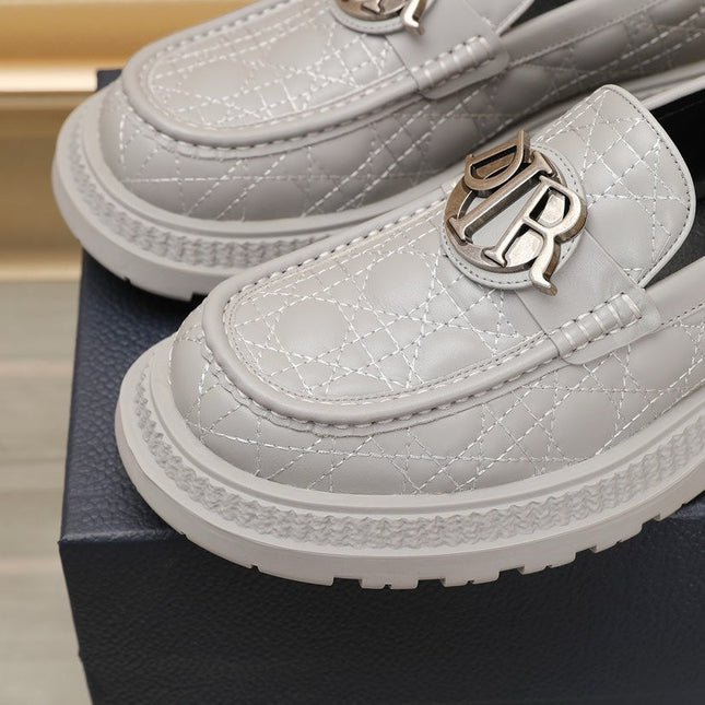 CD EXPLORER LOAFER LIGHT GRAY EMBROIDED CALFSKIN