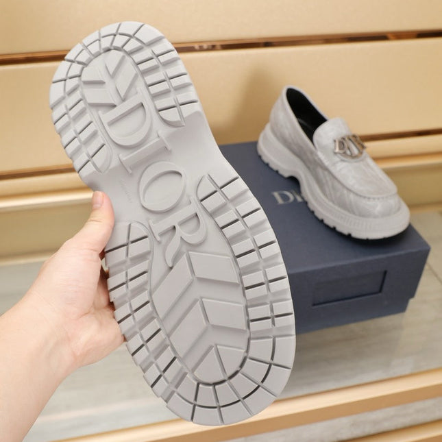 CD EXPLORER LOAFER LIGHT GRAY EMBROIDED CALFSKIN