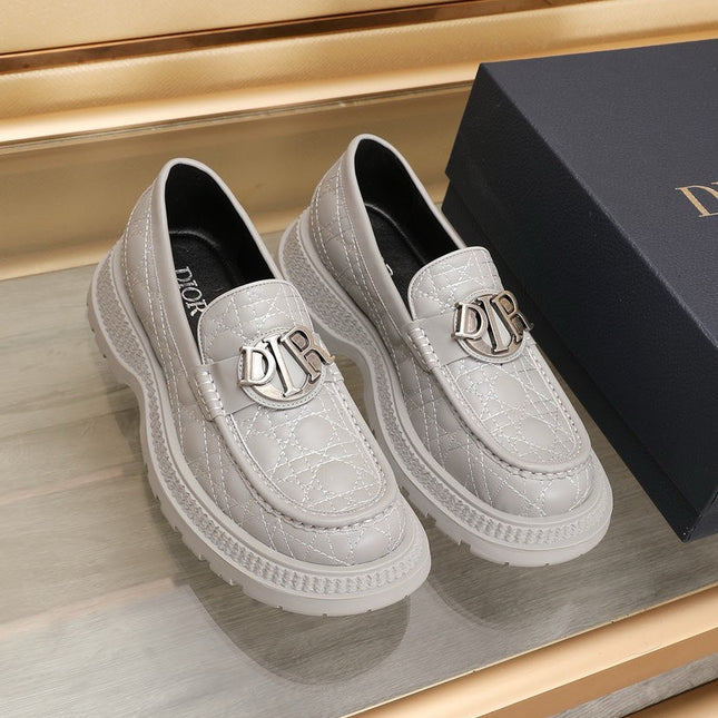 CD EXPLORER LOAFER LIGHT GRAY EMBROIDED CALFSKIN