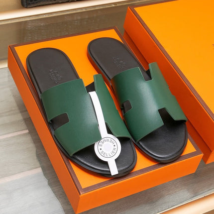 HM IZMIR SANDAL DARK GREEN AND BLACK CALFSKIN