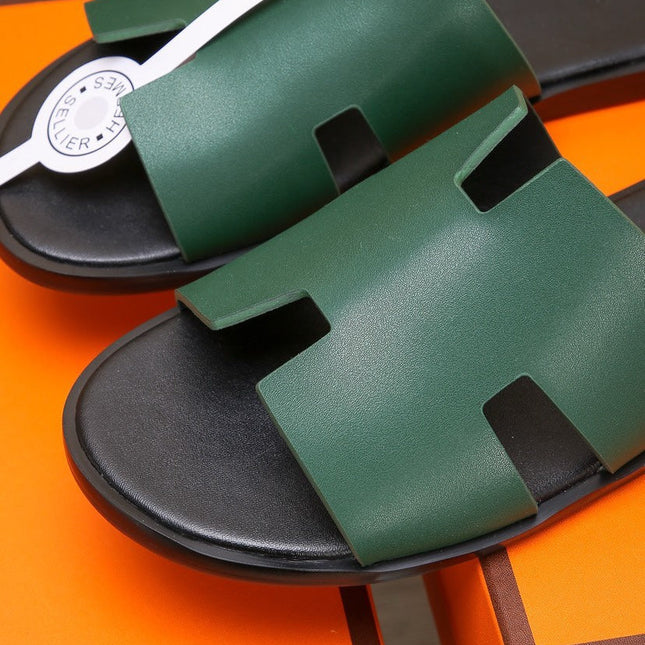 HM IZMIR SANDAL DARK GREEN AND BLACK CALFSKIN