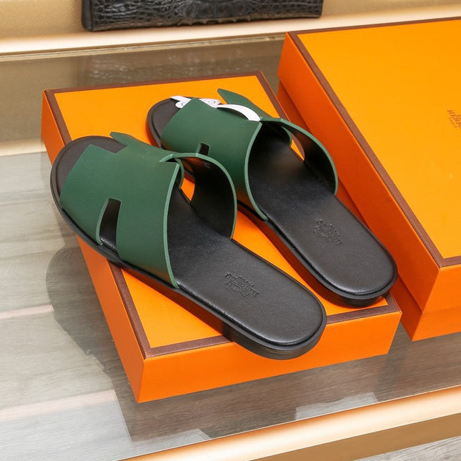 HM IZMIR SANDAL DARK GREEN AND BLACK CALFSKIN