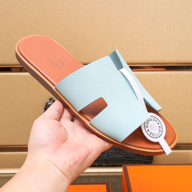 HM IZMIR SANDAL PASTEL BLUE AND TIGER CALFSKIN