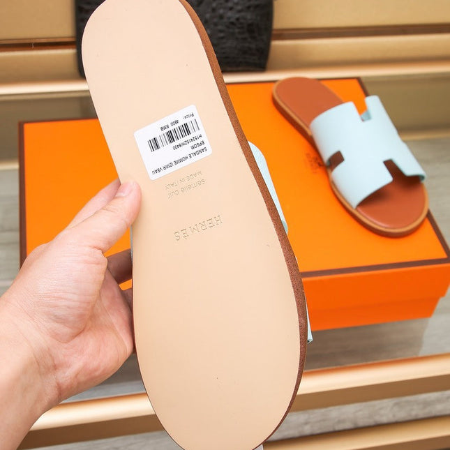 HM IZMIR SANDAL PASTEL BLUE AND TIGER CALFSKIN