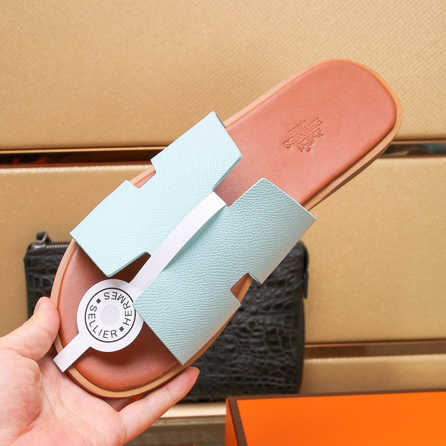 HM IZMIR SANDAL PASTEL BLUE AND TIGER CALFSKIN