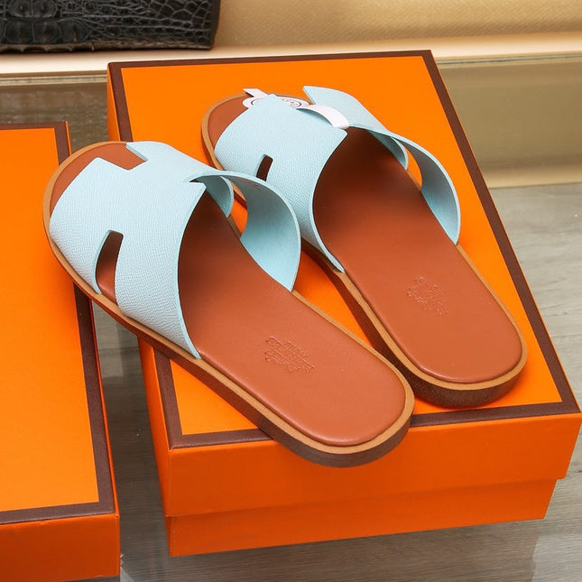 HM IZMIR SANDAL PASTEL BLUE AND TIGER CALFSKIN