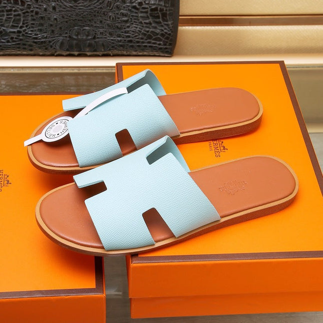 HM IZMIR SANDAL PASTEL BLUE AND TIGER CALFSKIN