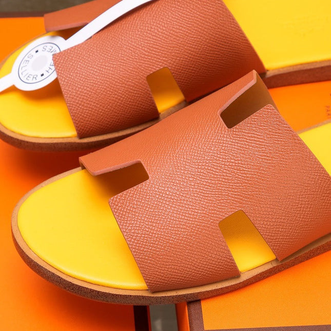 HM IZMIR SANDAL FIRE AND LEMON CALFSKIN