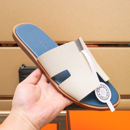 HM IZMIR SANDAL AEGEAN AND WHITE CALFSKIN