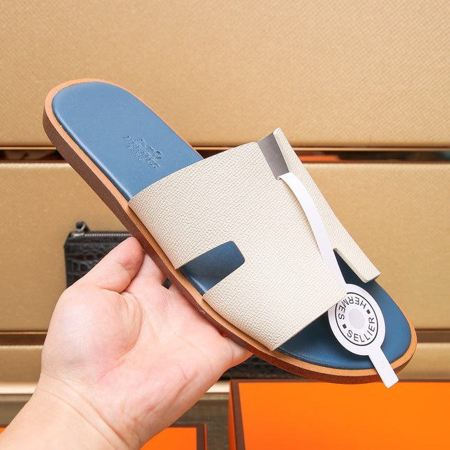 HM IZMIR SANDAL AEGEAN AND WHITE CALFSKIN