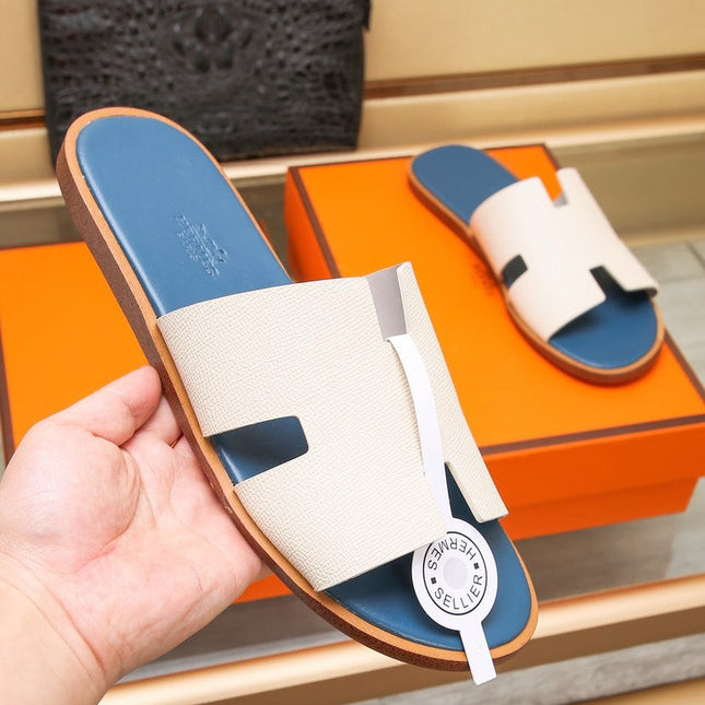 HM IZMIR SANDAL AEGEAN AND WHITE CALFSKIN