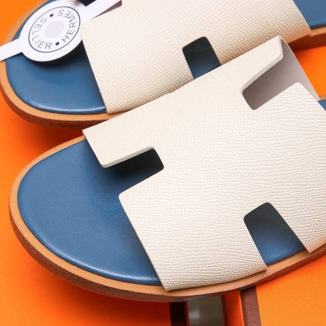 HM IZMIR SANDAL AEGEAN AND WHITE CALFSKIN