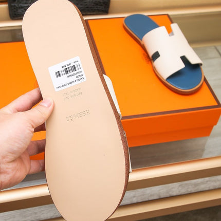 HM IZMIR SANDAL AEGEAN AND WHITE CALFSKIN