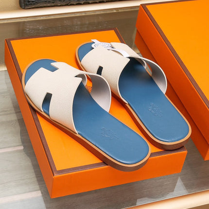 HM IZMIR SANDAL AEGEAN AND WHITE CALFSKIN