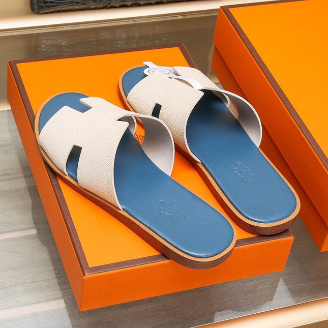 HM IZMIR SANDAL AEGEAN AND WHITE CALFSKIN