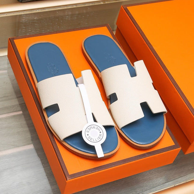 HM IZMIR SANDAL AEGEAN AND WHITE CALFSKIN