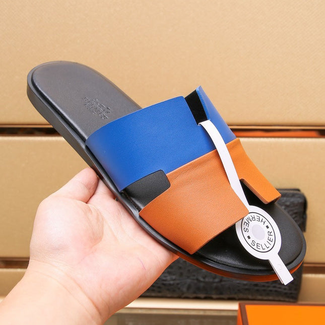 HM IZMIR SANDAL COBALT AND TIGER LAMBSKIN