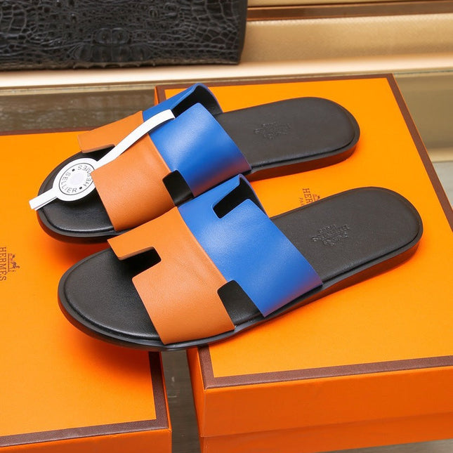 HM IZMIR SANDAL COBALT AND TIGER LAMBSKIN