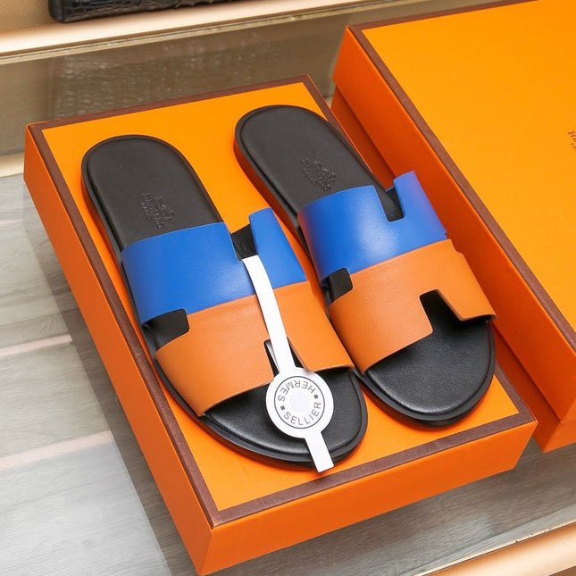 HM IZMIR SANDAL COBALT AND TIGER LAMBSKIN
