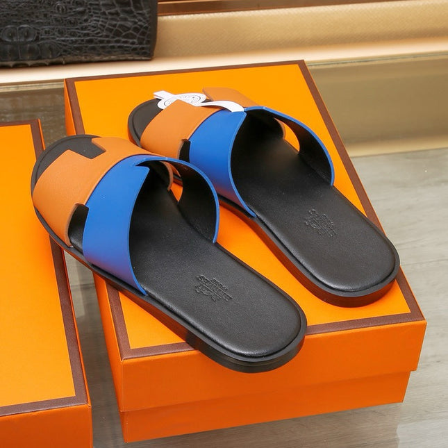 HM IZMIR SANDAL COBALT AND TIGER LAMBSKIN