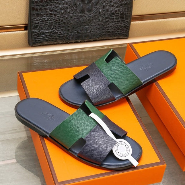 HM IZMIR SANDAL BLACK AND DARK GREEN LAMBSKIN